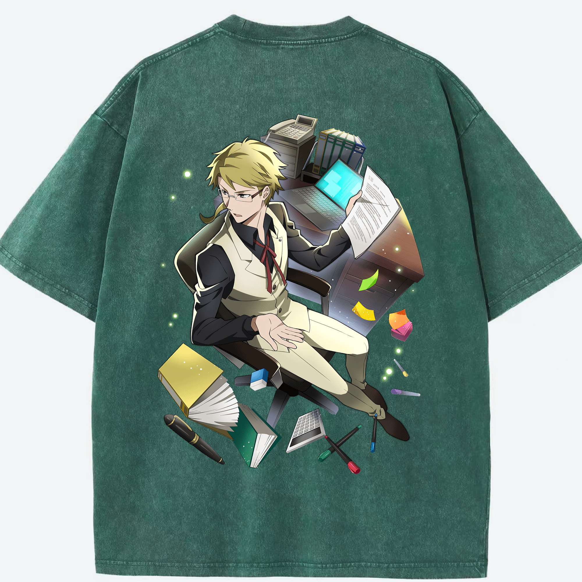 （画像用） 文豪ストレイドッグス Bungo Stray Dogs 綿100% ヴィンテージ風 半袖Tシャツ（背面プリント）